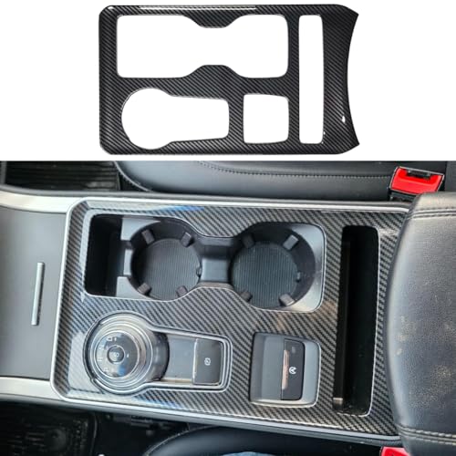 Kolya for 2019 2020 2021 2022 2023 2024 Ford Edge Accessories Center Console Gear Shift Panel Cover Water Cup Holder Trim Cover (Carbon Style)