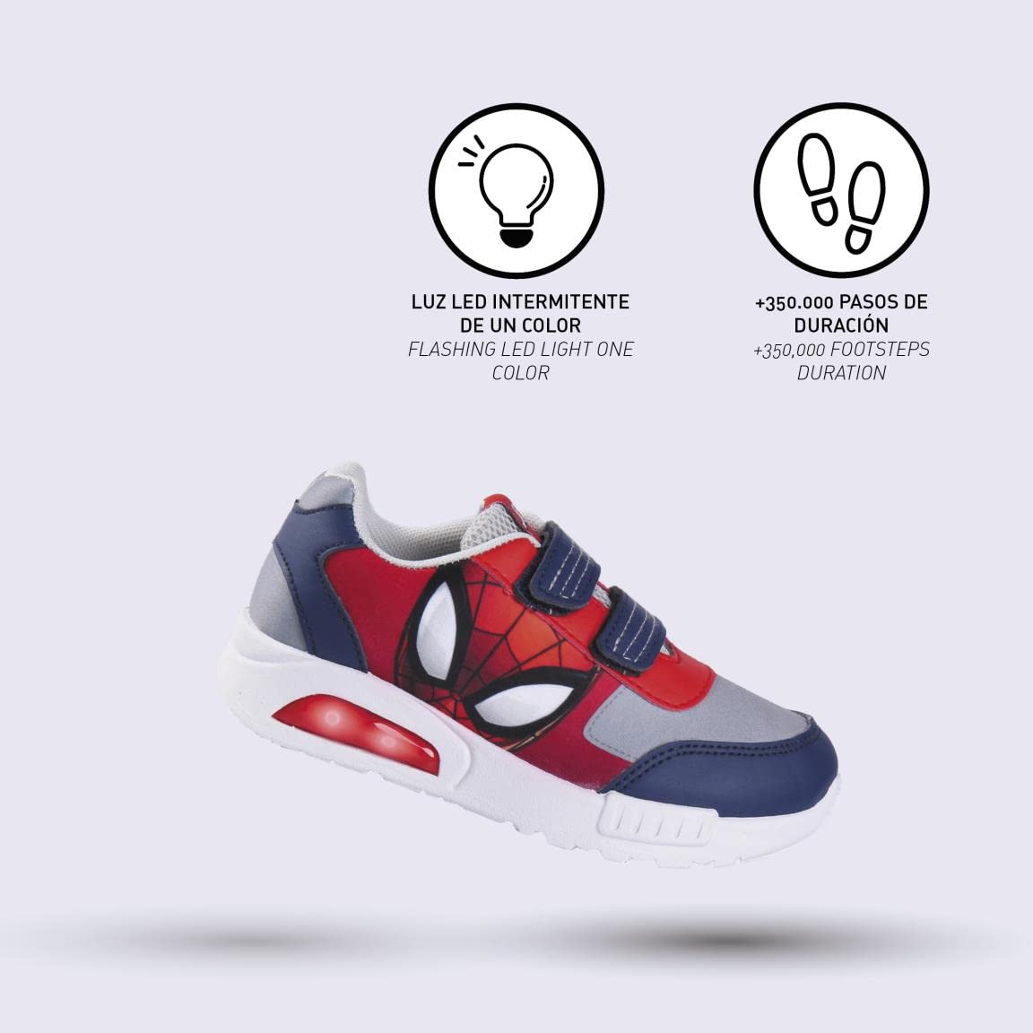 CERDÁ LIFE'S LITTLE MOMENTS Zapatillas Niños Luces de Spiderman con Velcro para Facilitar Su Independencia Y Comodidad ZapatillasNiños