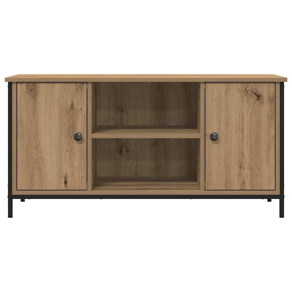 Mobile TV 100x40x50 Cm Console Multimediale in Derivati ​​del Legno con 2 ante e Ripiani Aperti (Querce artigianali)