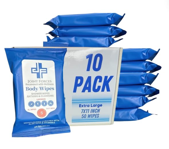 Amazon.com : Joint Forces Rinse-Free Body Wipes - XL Shower Wipes for ...
