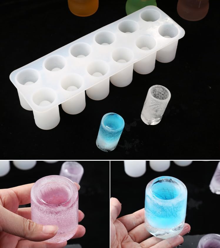 Molde de silicona para 12 vasos de hielo tipo shot miniatura 4