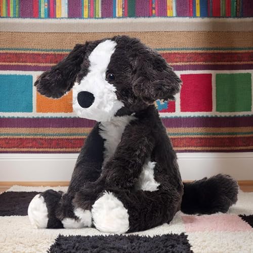Border Collie Hund Kuscheltier Schwarz Weiß Hund Stofftier Realistisches Kuscheltier Border Collie Kuschelbares Welpe Plüsch Hundespielspielzeug für Kinder Kinder Mädchen Familie Freunde