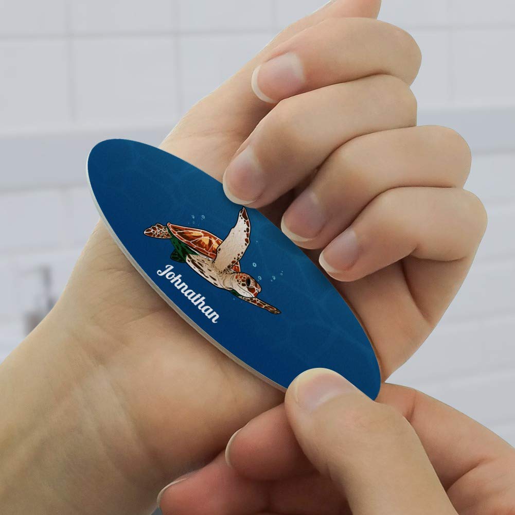 Personalized Custom 1 Line Sea Turtle Double-Sided Oval Nail File Emery Board Set 4 Pack