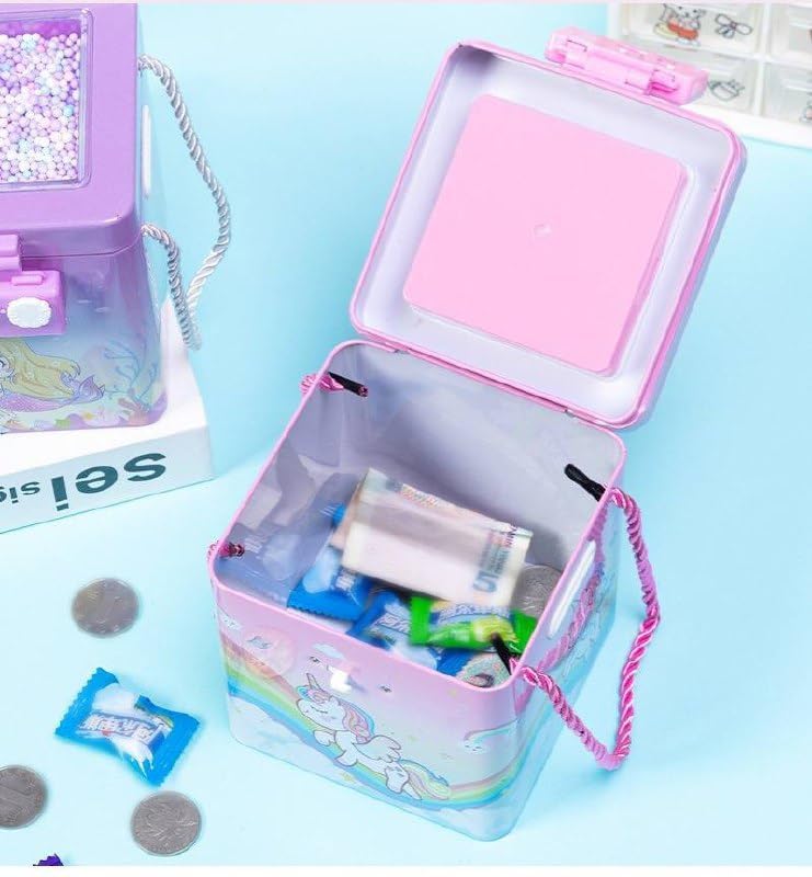 Image of Sajani Cute Cartoon Creative Portable Piggy Bank, Money Saving Box with Combination Lock, Mini Coin Bank Gifts for Boys and Girls, Best Return Gifts for Kids (Pack of 1) (Square)