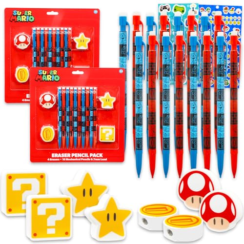 Super Mario Mechanical Pencils 20 Count Party Favors Bundle