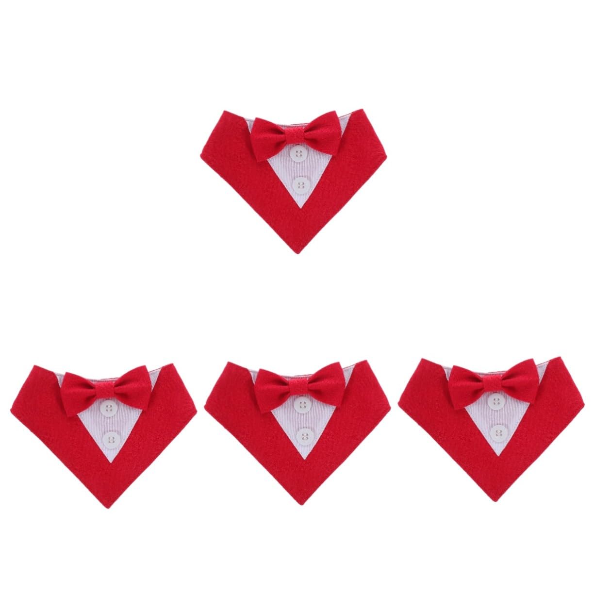 VICASKY 4 Pièces Bandana Chien Mariage avec Nœud Foulard Élégant pour Fête et Cosplay pour Chiot et Chat XS Rouge Accessoire Costume Cérémonie