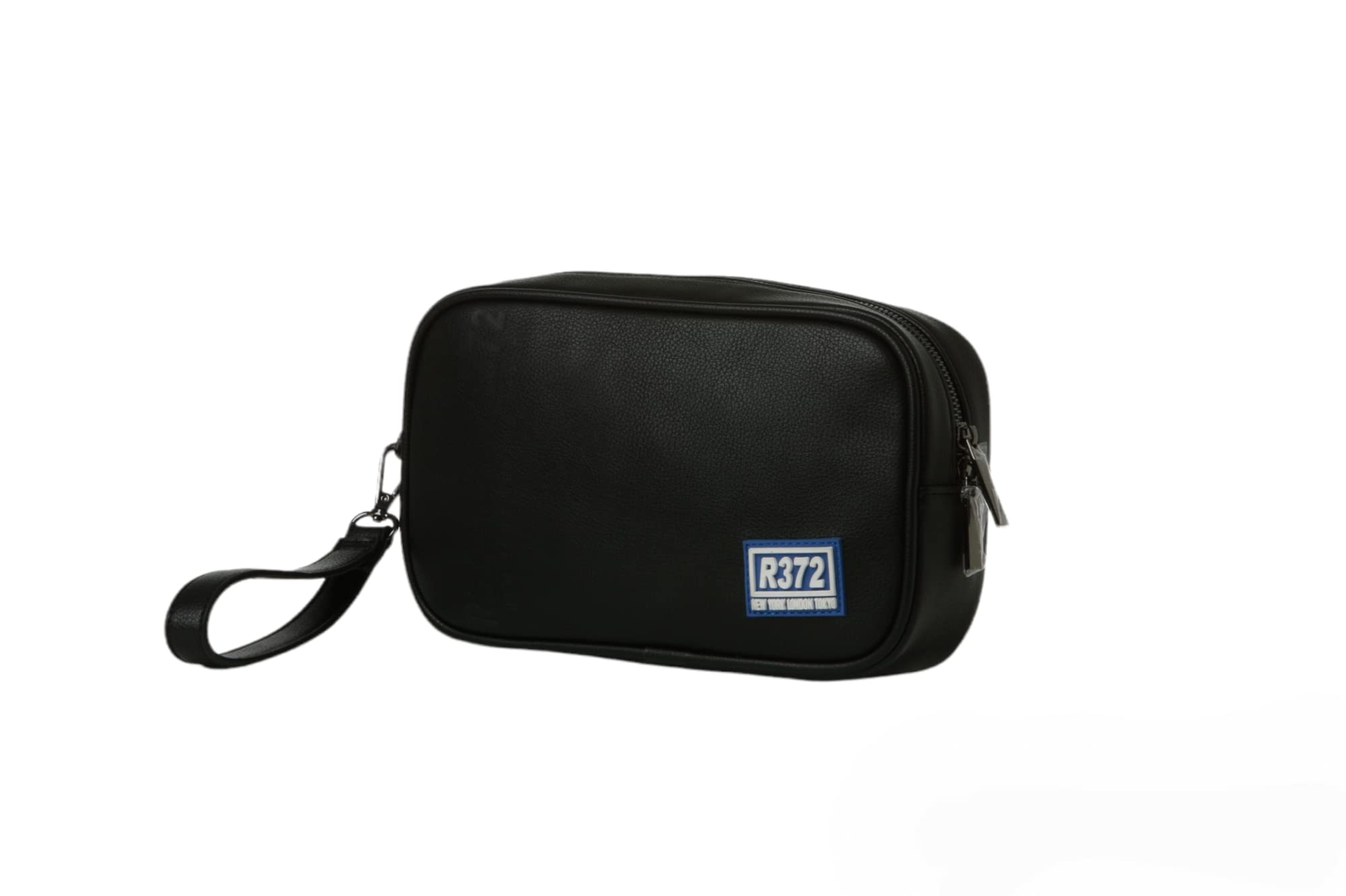 Pochette Uomo in ecopelle con cinturino da polso - Beauty case uomo multiuso Nero
