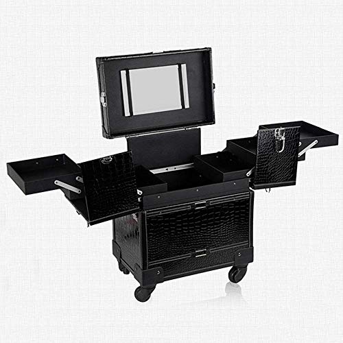 BYCDD Aluminium Trolley Kosmetikkoffer Schminkkoffer, Multikoffer Etagenkoffer Schminkaufbewahrung Make-up Koffer… – Bild 3