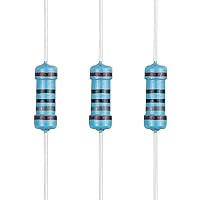 Vista 56 de 100 resistencias de 1 ohm 1/2 W (0.5 vatios) ±1% tolerancia de película metálica, resistencia fija de múltiples valores de resistencia opcional