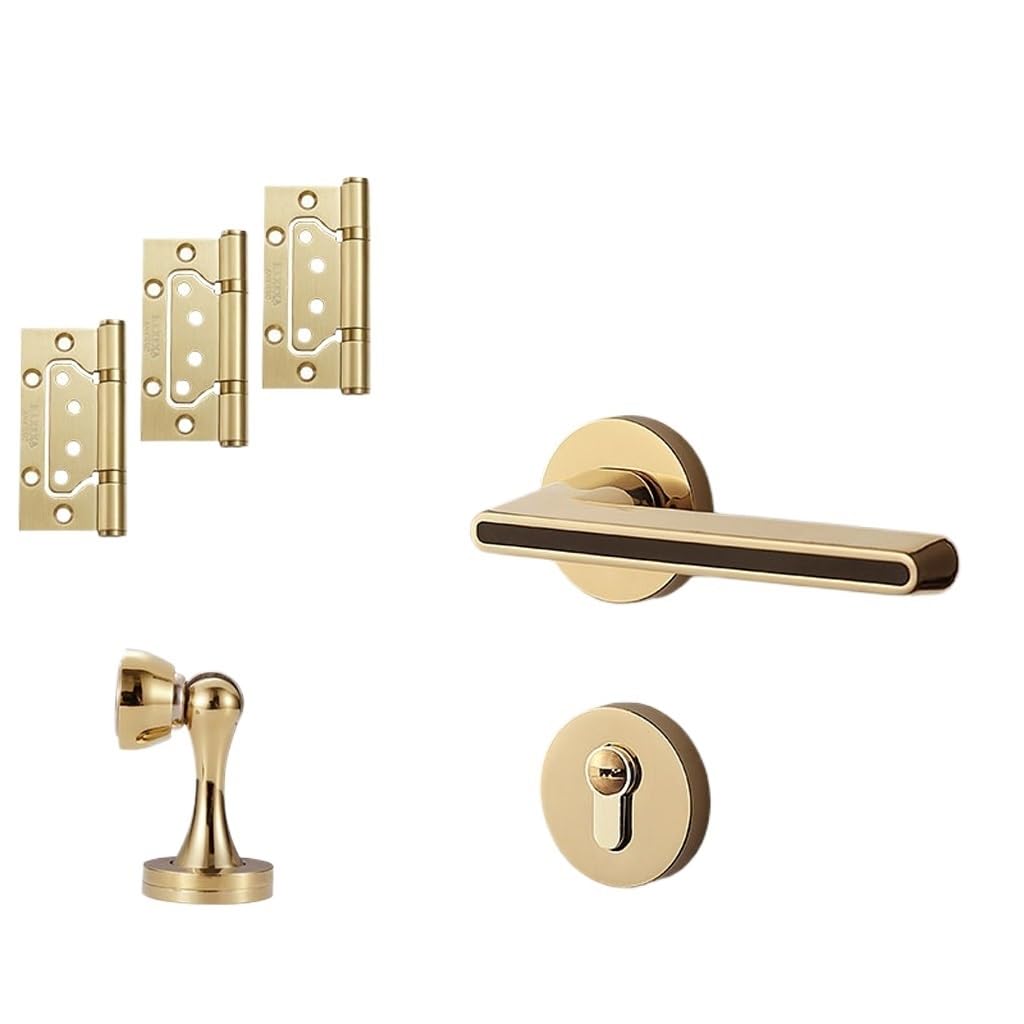Serrure de porte magnétique dorée au design moderne et raffiné