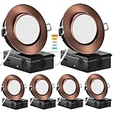KnLnny Ware Oil Rubbed Bronze 4 Inch Led Recessed Lights 6 Pack,Ajustable Led Eyeball Gimbal Light,4