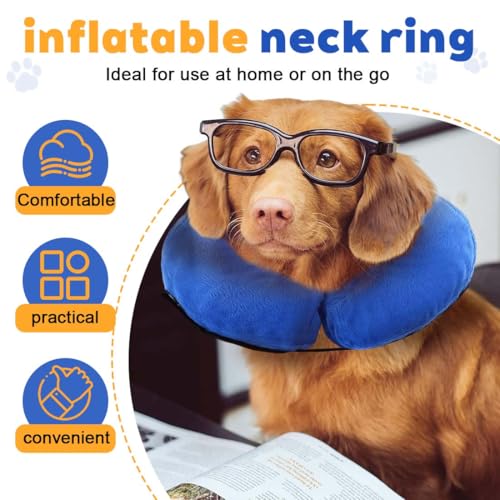 1 Stück Halskrause Hund & Katze, Hundekragen Leckschutz, aufblasbarer Halskragen weich nach OP und Kastration, Schutzkragen, Kragen für Hunde und Katzen,Schutzkragen Hund mit Verstellbarer Schnalle