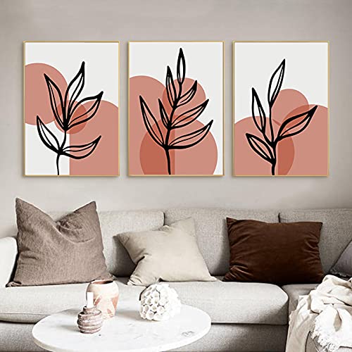 Cuadros de pared modernos láminas abstractas de geometría minimalista y hojas estilo bohemio