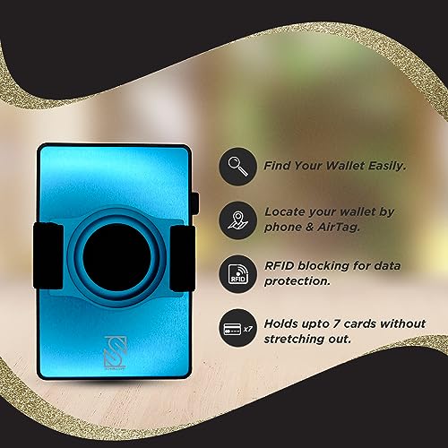 Slim AirTag Compatible Wallet - Slim Card Wallet Expandable for 7 Cards - Slim Wallets for Men & Women - One Button Release Aluminum Rfid wallet - Credit Card Holder Wallet (Blue)3