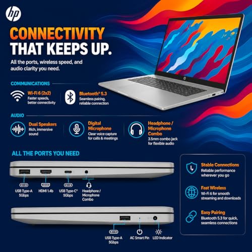 Image of HP 17 Touchscreen Laptop, AMD Ryzen 5 7430U, (Beats i7 1355U), 64 GB RAM 2 TB SSD, 17.3 inch HD+ Anti Glare Display, Radeon Graphics, Wi-Fi 6, Bluetooth 5.4, Windows 11 Pro, Office Lifetime License