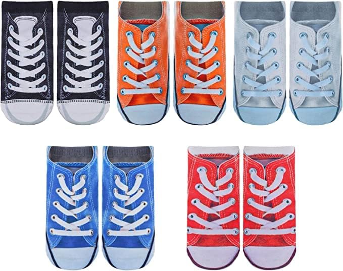 5 Pairs 3D Print Pattern Socks Funny Socks Flip Flops Design Socks Look Like Shoes Fun Gifts-image-15