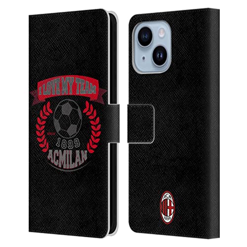Étui Cuir AC Milan iPhone 14 Plus Head Case Designs Portefeuille Rabat Aimanté