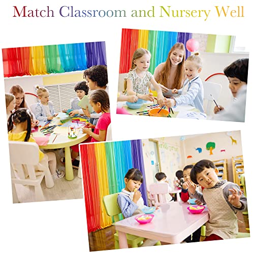 Pony Dance 7 Pieces Rainbow Voile Drapes - Bright Colorful Sheer Curtains As For Backdrop Curtains For Kids,Red,Orange,Yellow,Green,Cyan,Blue,Purple,63 Inch Length #TOP5