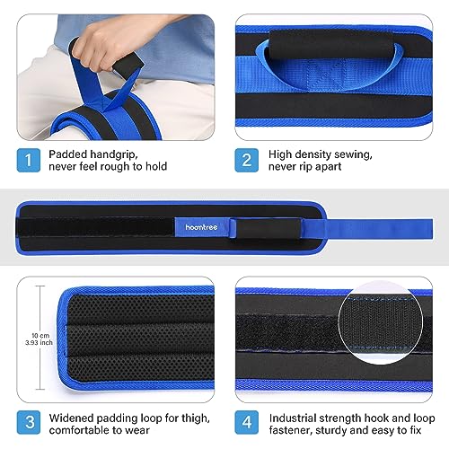 leg lifter strap for limited mobilitythigh lifter strap with padded grip and loop for knee hip surgery recoverymobility aids tool for disabled get in and out of bedcarwheelchair