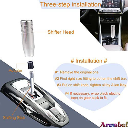 Arenbel 3" Polished Gear Shifter Speed Knob Racing Shift Stick Lever Grip Handle Fit Most Manual Auto Cars, Silver #TOP1