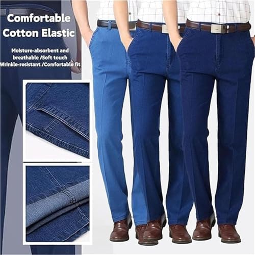 Lunifit Men's Jeans, Men's Timeless Straight Fit Stretch Jeans for Older Men Denim Pants with Pocket4