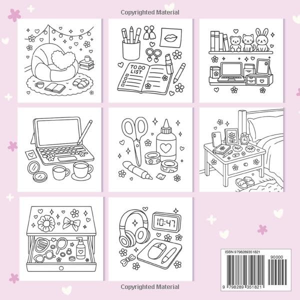 Soft Life Girl: A Cute & Girly Coloring Book for Teens and Adults with Fun, Relaxing Everyday Scenes (Easy and Simple Designs) image 3