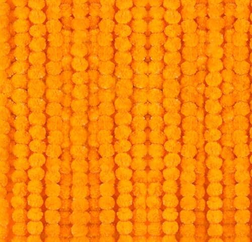 Krati Exports 5 PC - 5 feet Marigold Garland |Indian/American Wedding Party Mantle Decoration, Faux Garlands Wedding Garland, Diwali Decoration, Spring Bush Floral!