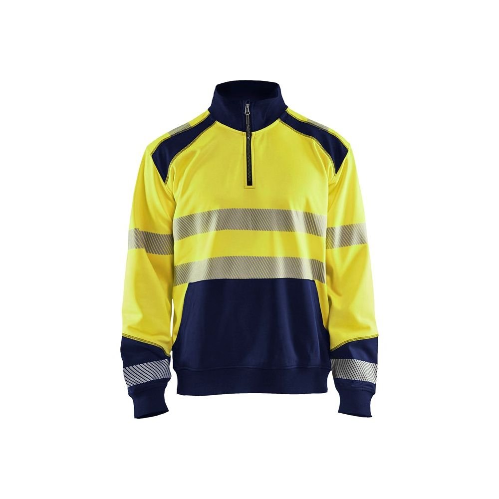 Blaklader 35562528 Sweatshirt Haute VISIBILITÉ avec Fermeture ÉCLAIR, Jaune/Marine, Taille XXL