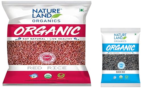 Image of Natureland Organics Red Rice 1 Kg - Organic Rice & Organics Black Rice Pouch, 500 G