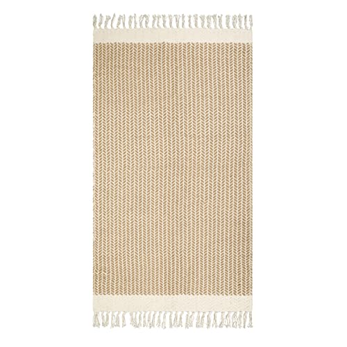 Lahome Boho Rugs For Bedroom, 3X5 Bathroom Rug Lightweight Farmhouse Woven Area Rug With Tassels, Throw Rugs Washable Kitchen Rug Non-Shedding Indoor Door Mats For Entryway Living Room, Khaki #TOP6