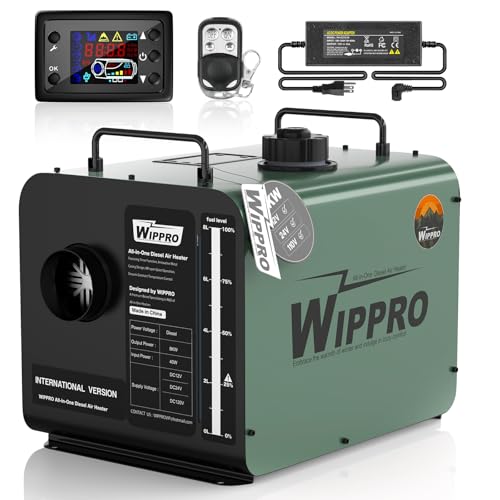 Diesel Heater 8KW 12V/24V/110V, 1.6Gal Diesel Air Heater with LCD Switch, Remote Control for Campers, Car, RV Truck, Boat, Campervans, Caravans, Green (Military Green)
