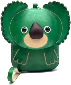 Handmade Vintage Genuine Leather 3D Animal Koala Bear Coin Purse Green