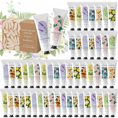 Image of spa luxetique 50 Pack Hand Cream for Dry Cracked Hands,Mini Hand Lotion Travel Size for Women,Small Bridesmaid Proposal Gifts,Bulk Teacher Appreciation Gift Set,Bachelorette Party Favors Christmas