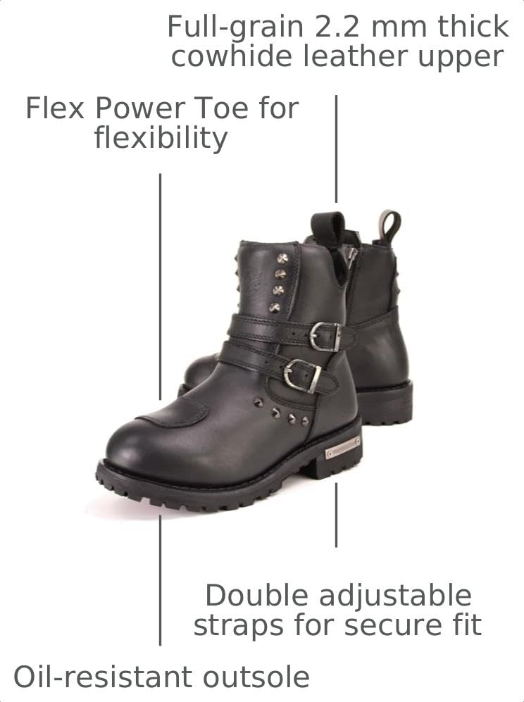 Image of Milwaukee Leather Premium Black Leather Motorcycle Riding Boots for Women Collection MBL - 10