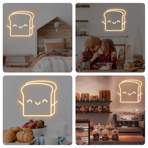 Image of Toast Bread Neon Signs, Bread Shop Decor, For Bakery Shop Business Kitchen Light up Sign Baking Food Neon Lights, Dessert Shop Cafe Restaurant, Bar Restaurant Music Concert Man Cave Game
