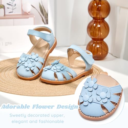 Image of Flaryzone Girls Sandals Closed Toe Summer Flats Dress Sandals Shoes Toddler /Little Kid