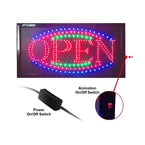 Construction -FeetConstructor-Feet Color Large 12 x 23 Inches Animated Motion LED Open Sign Neon Light 3 Chain and Way Switch (LED-OPS-LG)