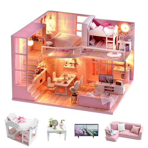 CUTEROOM Miniatur Puppenhaus aus Holz mit Möbeln & Musik – Kreatives...