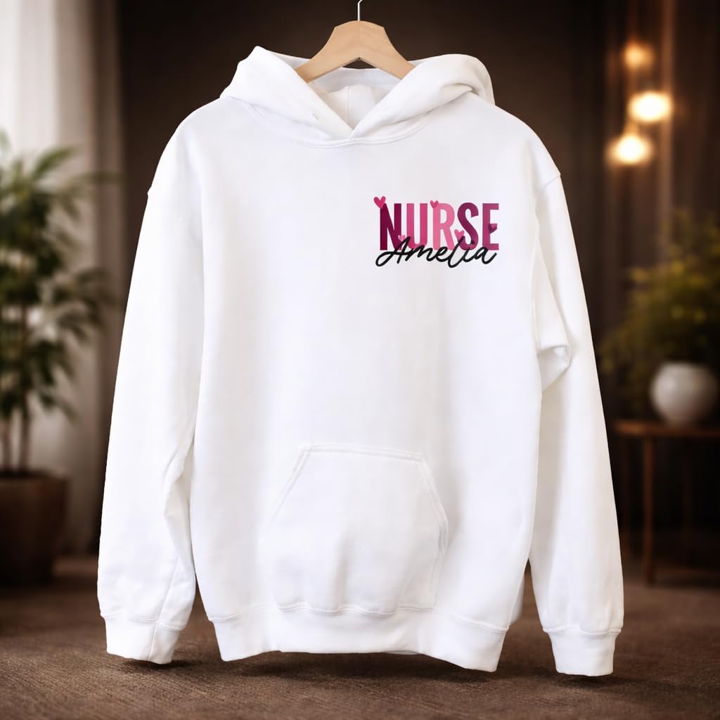 LOVELYPOD Custom Nurse Valentine Sweatshirt Hoodie, Personalized Nurse Valentines Day Gift, Personalized NICU Sweatshirt Hoodie - Image 5