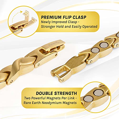 Image of MagnetRX Womens Magnetic Ankle Bracelet - Ultra Strength Magnetic Anklets with 34 Magnets - Titanium Ankle Bracelets for Women (Gold)