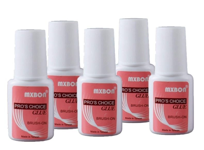 MXBON 7g Nail Glue Strong Adhessive For False Nails Acrylic Tips| Quick Brush On Nail Extension Glue (5 PCS)