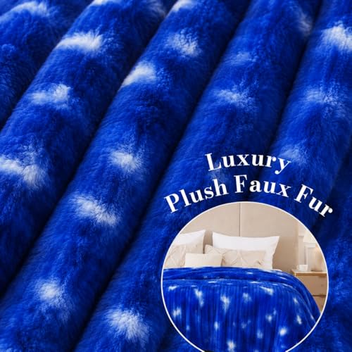 Image of Cortina Embossed Fur Blanket Single Size -Embossed Soft and Warm Decorative Fuzzy Blankets - Cozy, Fluffy, Plush Lightweight Throw Blankets for Couch, Bed, Sofa(Blue, 150x200 CMs)