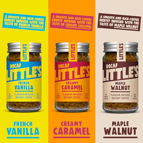 Little's Flavoured Decaf Bundle Instant Coffee, 6 Pack (50g x 6) - Decaffeinated Coffee, Flavours: Toffee, Vanilla, Chocolate, Hazelnut, Caramel, Coconut - Vegan Friendly, Low Calories, No Added Sugar
