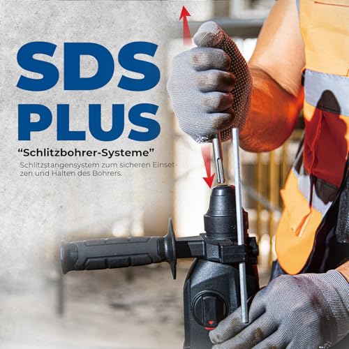 DongCheng Bohrhammer 800W, Schlagenergie 2.8 J, Leerlaufdrehzahl 0-1200U/min, mit 4 Drill Bit SDS plus, Bohren bis 26mm, 4 in 1 Bohrmaschine, Abbruchhammer, Anti-Vibrationsgriff