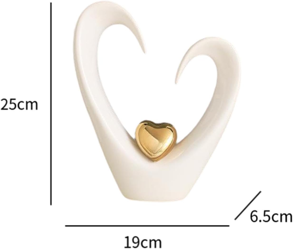 Fenteer Heart Sculpture Desktop Figurine Aquarium Tank Fish Bowl Vase Modern Ceramic Ornament Tabletop Decoration Suitable for Gift Giving Home Decoration Off