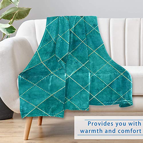 Plaid géométrique bleu doux et chaud jeté de canapé microfibre - 7