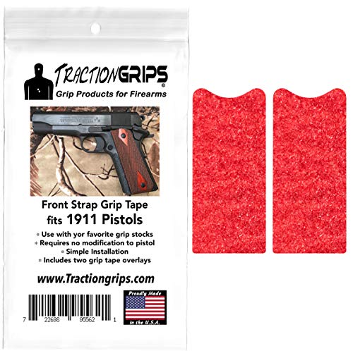 Tractiongrips Two-Pack Grip Tape Overlays for 1911 Pistol Front Strap (Red Grit)