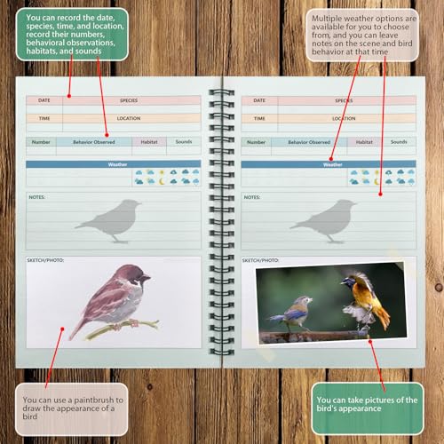 Journal d'oiseaux et carnet de notes de liste de contrôle des oiseaux 126 pages A5 - 3