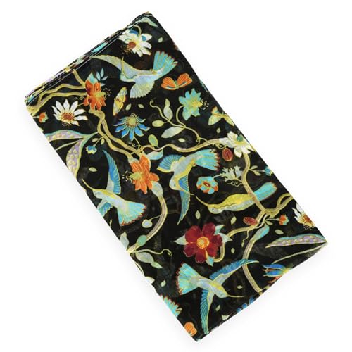 Gerinly Colorful Flower Bird Scarf Boho Neck Wrap Festival Long Narrow Shawl With Branch Print thumb #4