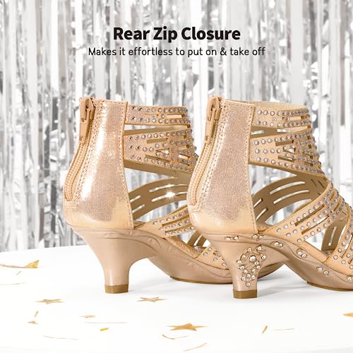 DREAM PAIRS Girls Sandals Low Heel Dress Pump Sandals4